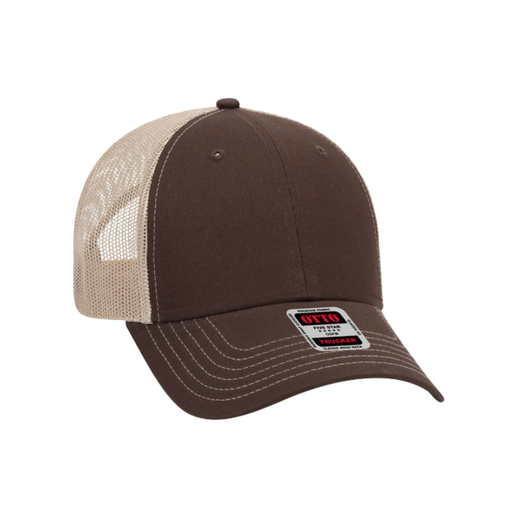 CB Hat Bar -  Dark Brown and Khaki Mesh Baseball Cap