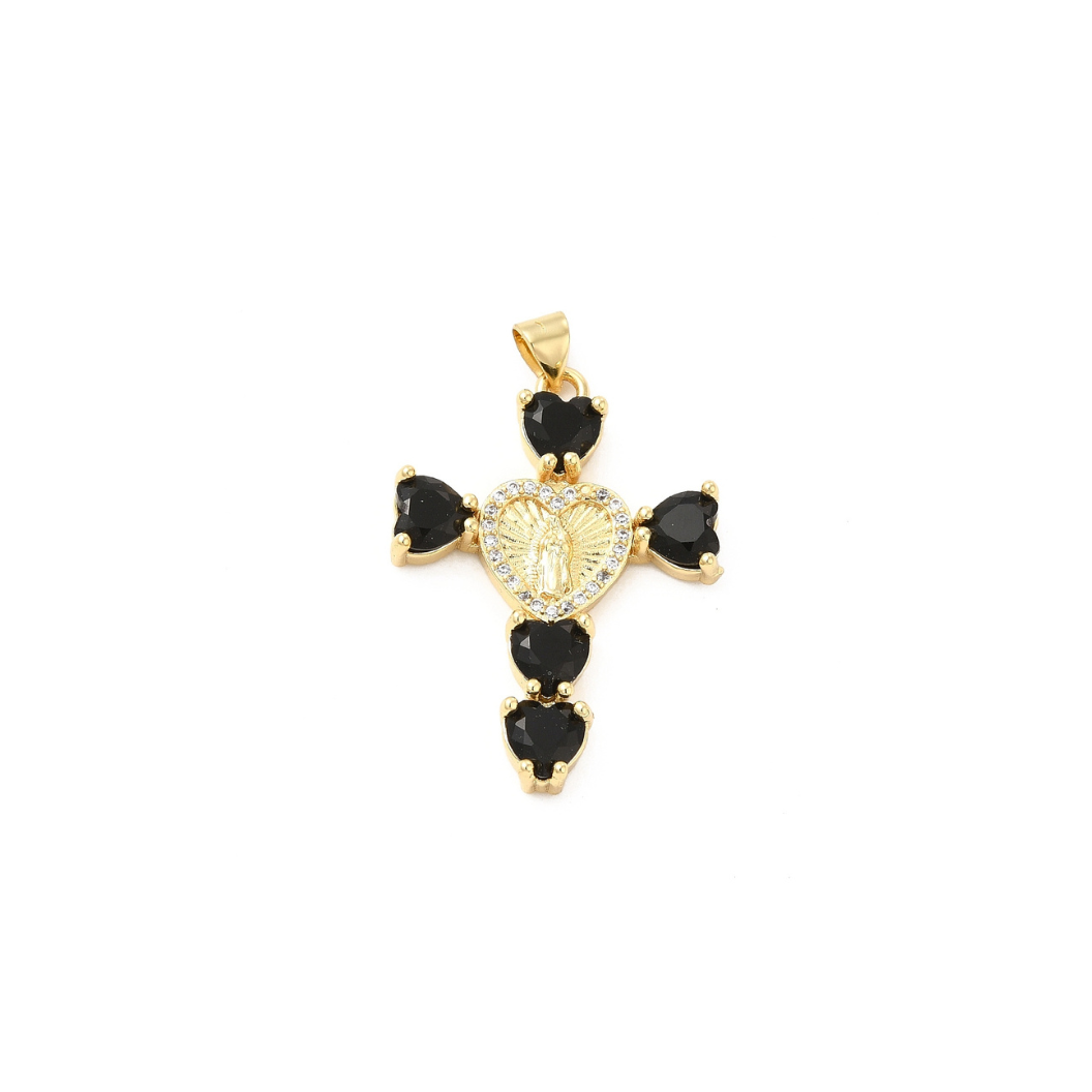 Gold Virgin Mary Cross Charm-Assorted