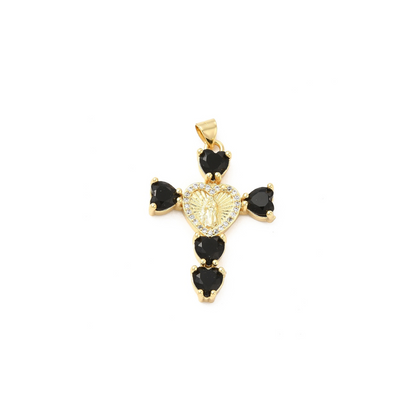 Front view of the Gold Virgin Mary Cross Charm | Assorted