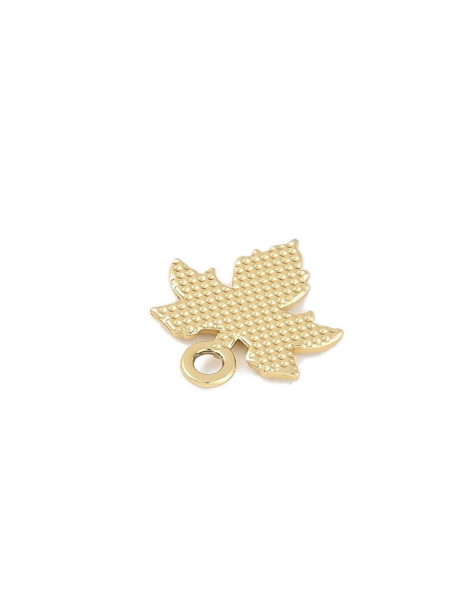 Gold Rhinestone Leaf Charm