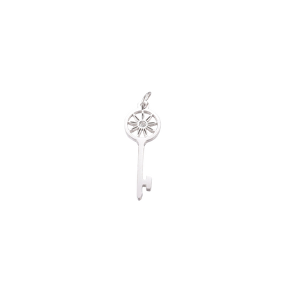 Silver Blossom Gate Key Charm