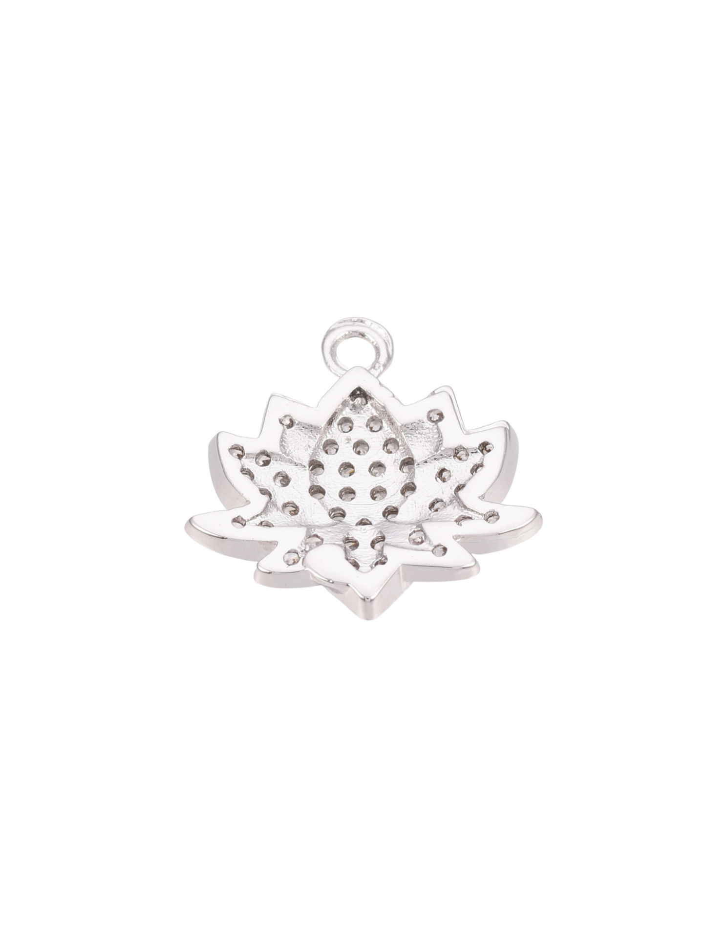 Silver Pave Lotus Flower