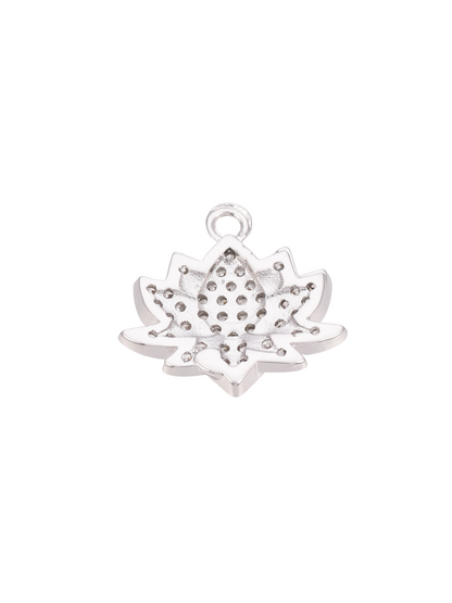 Silver Pave Lotus Flower
