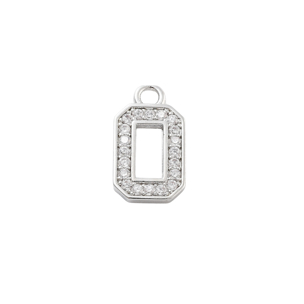 Front view of the Silver Pave Number Charm | Number Charm | Zero