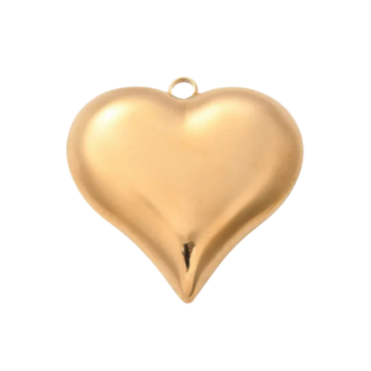 Light Gold Puff Heart Charm