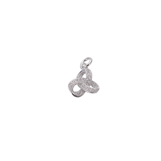 Front view of the Silver Trinity Knot with Cubic Zirconia Charm