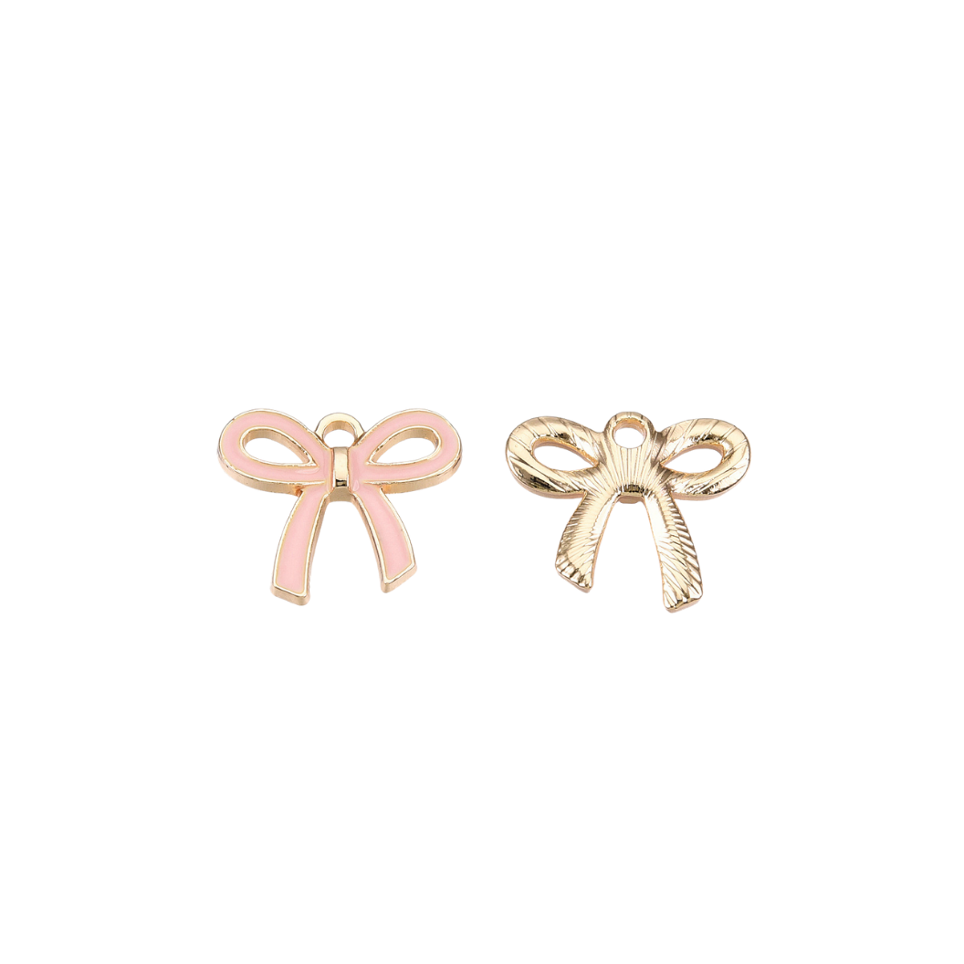 Gold Pink Bowknot Charm