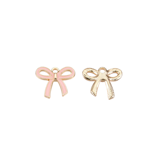 Gold Pink Bowknot Charm