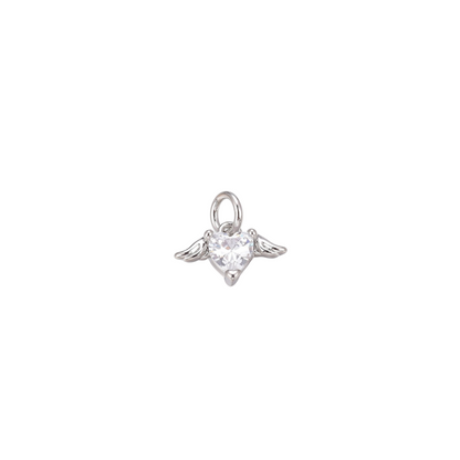 Front view of the Silver Winged Heart Charm