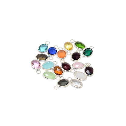 Front of eighteen Silver Oval Glass Charm |  Assorted
