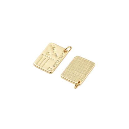 Front and back view of the Gold Post Card Charm