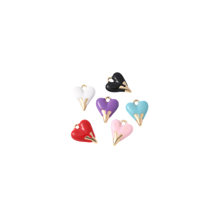 Front of six Gold Dipped Heart Charm | Assorted