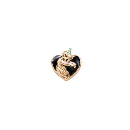 Front view of the Gold Midnight Unicorn Charm