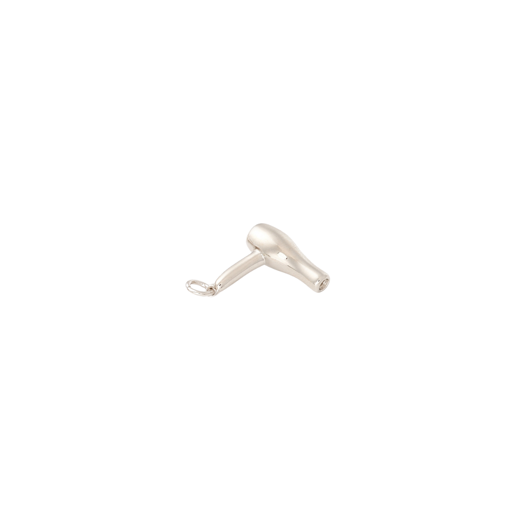Side view of the Silver Blowdryer Charm