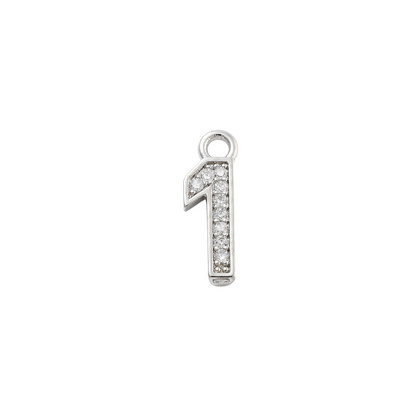 Front view of the Silver Pave Number Charm | Number Charm | One