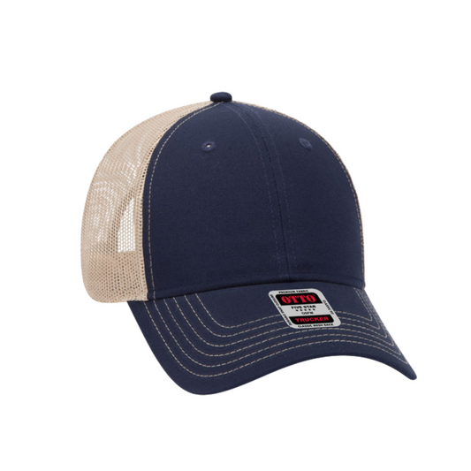 CB Hat Bar -  Navy Blue and Khaki Mesh Baseball Cap