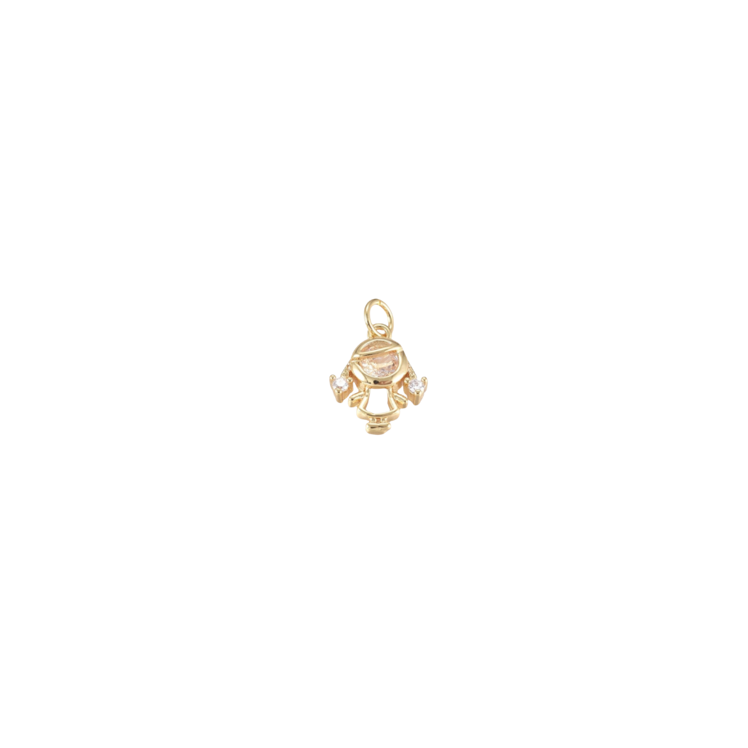 small girl gold charm white background