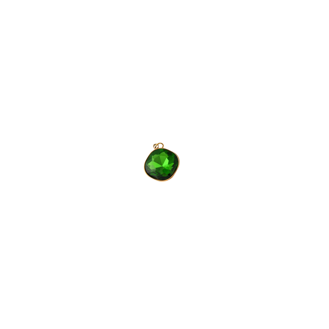 Green gemstone pendant on a white background
