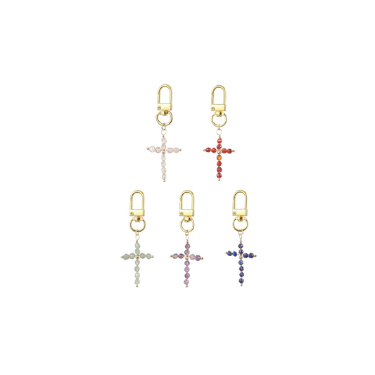 Gold Gemstone Cross - Assorted | Keychain & Purse Charm