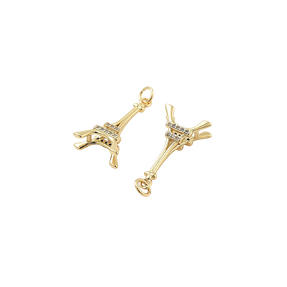 Gold Midnight in Paris with Cubic Zirconia Charm