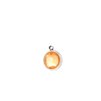Transparent view of the Silver Round Glass Charm | Assorted | Orange