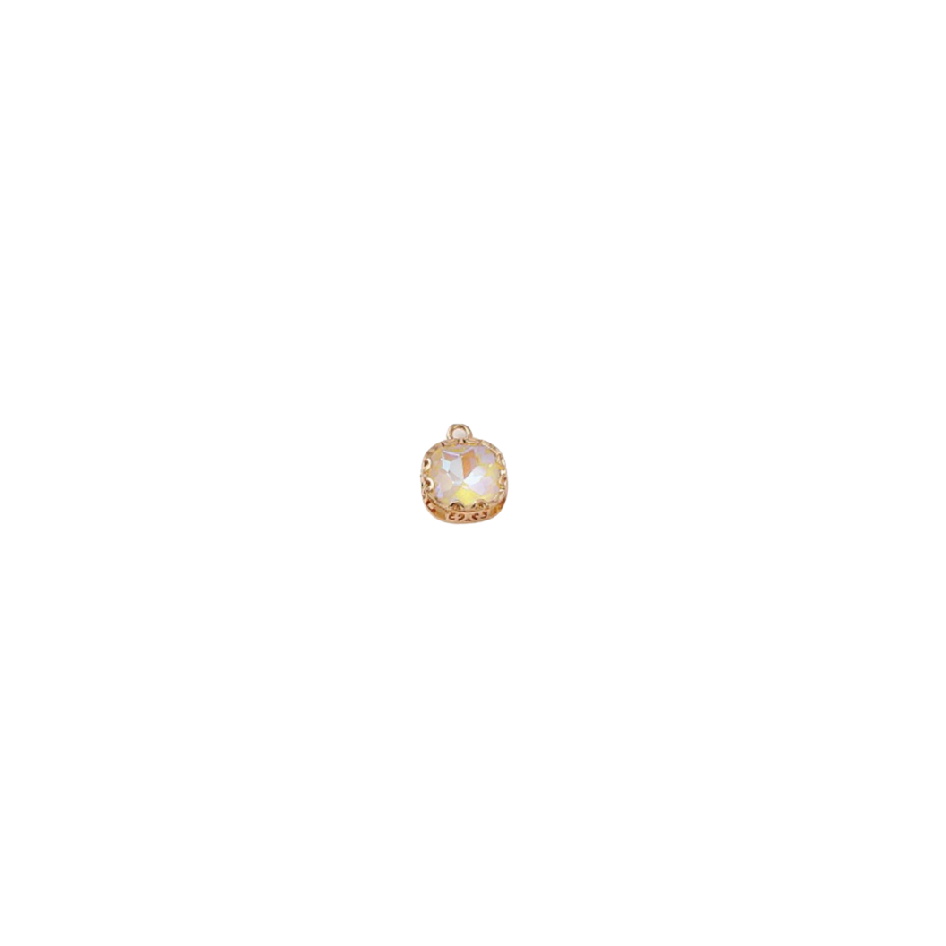 Gold Square Glass Charm