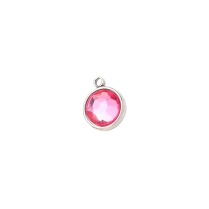 Transparent view of the Silver Round Glass Charm | Assorted | Pink