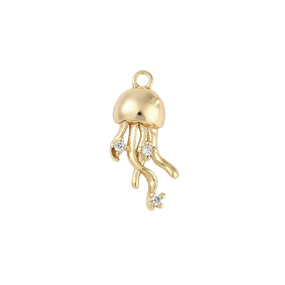 Transparent view of the Gold Jellyfish Dazzle with Cubic Zirconia Charm