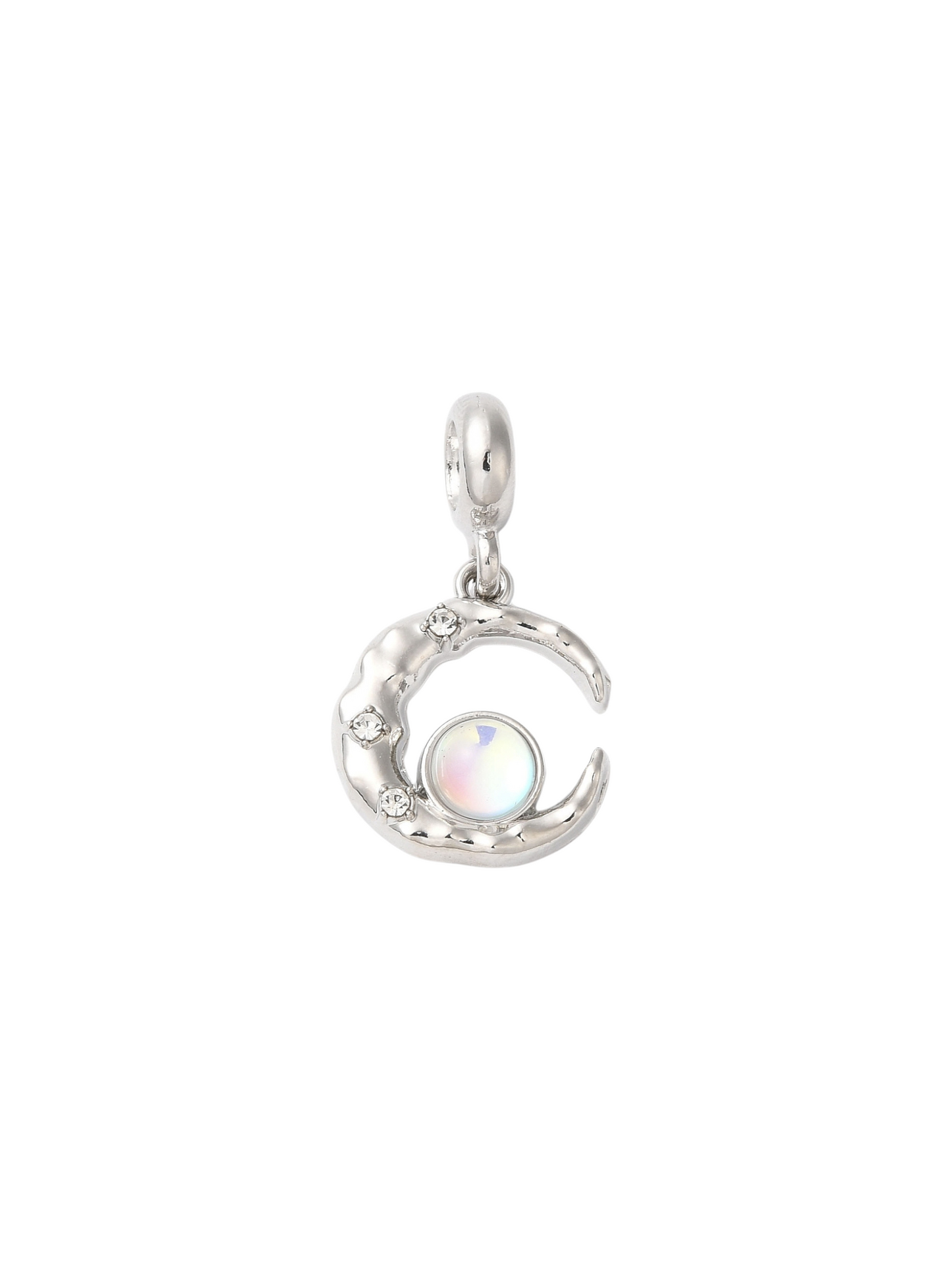 Silver Iridescent Bubble Moon Charm