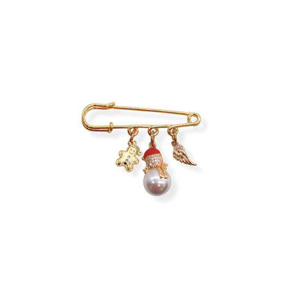 Gold Snowman Cheer Charm Brooch