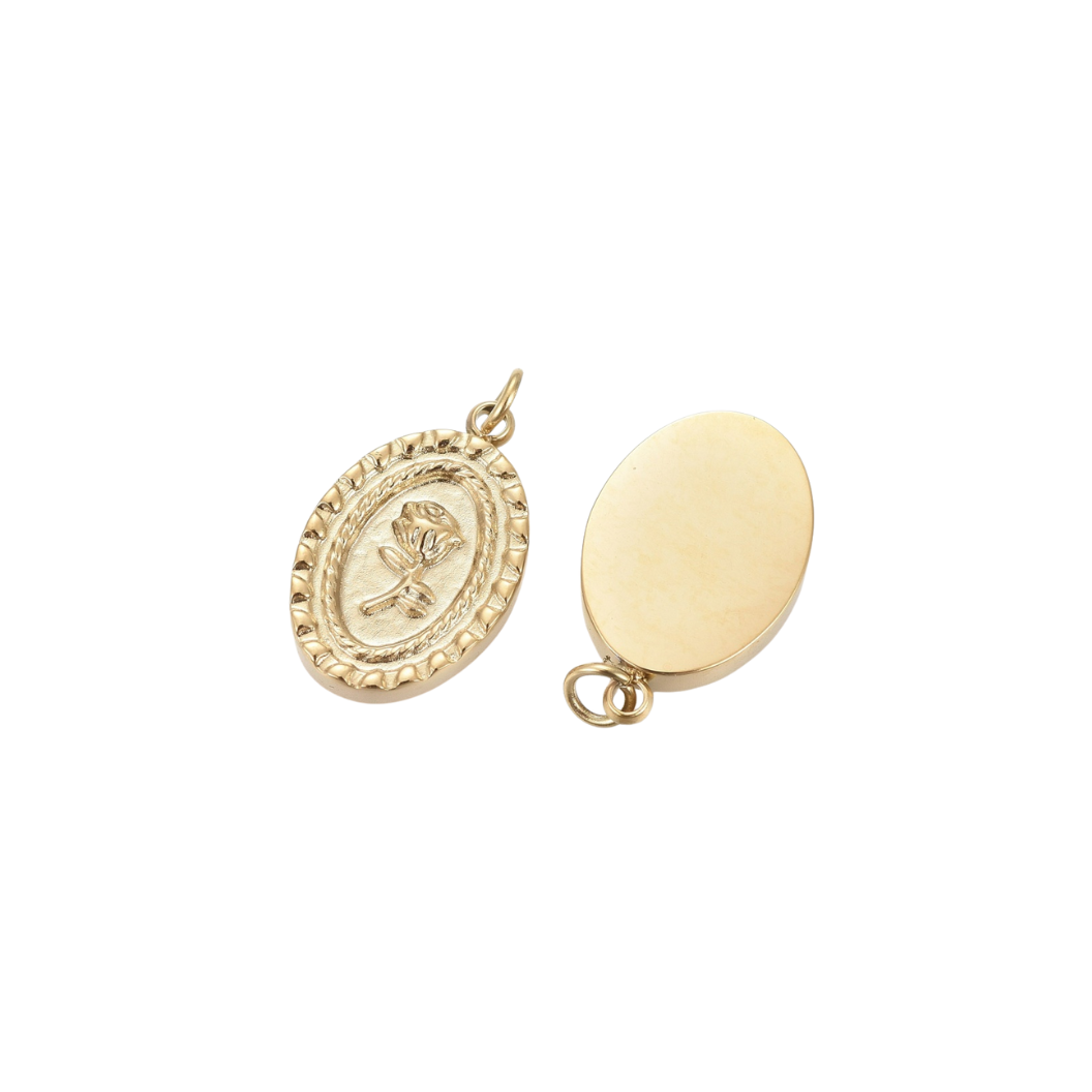 Gold Vintage Rose Charm