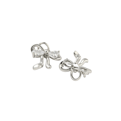 Front and back view of the Silver Starlight Bow with Cubic Zirconia Charm