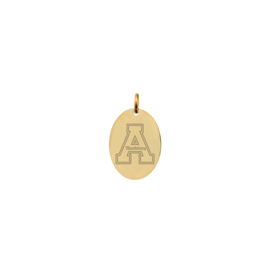 Appalachian State University Small Gold Oval Charm - APP State "A" Logo