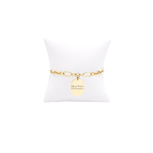 High Point University Keepsake Bracelet with Small Gold Oval Charm | Waterproof, Hypoallergenic & Tarnish Resistant