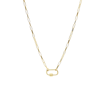 Transparent view of the Gold Ashley Necklace with Bella Carabiner