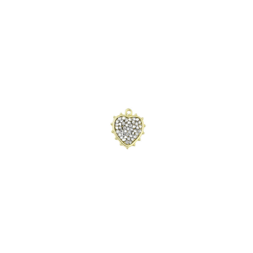 Transparent view of the Gold Rhinestone Heart Charm | Silver