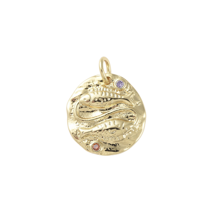 Transparent Gold Twin Fins with Colorful Cubic Zirconia Charm