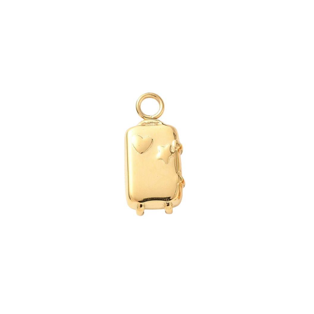 Gold Let's Travel Suitcase Charm