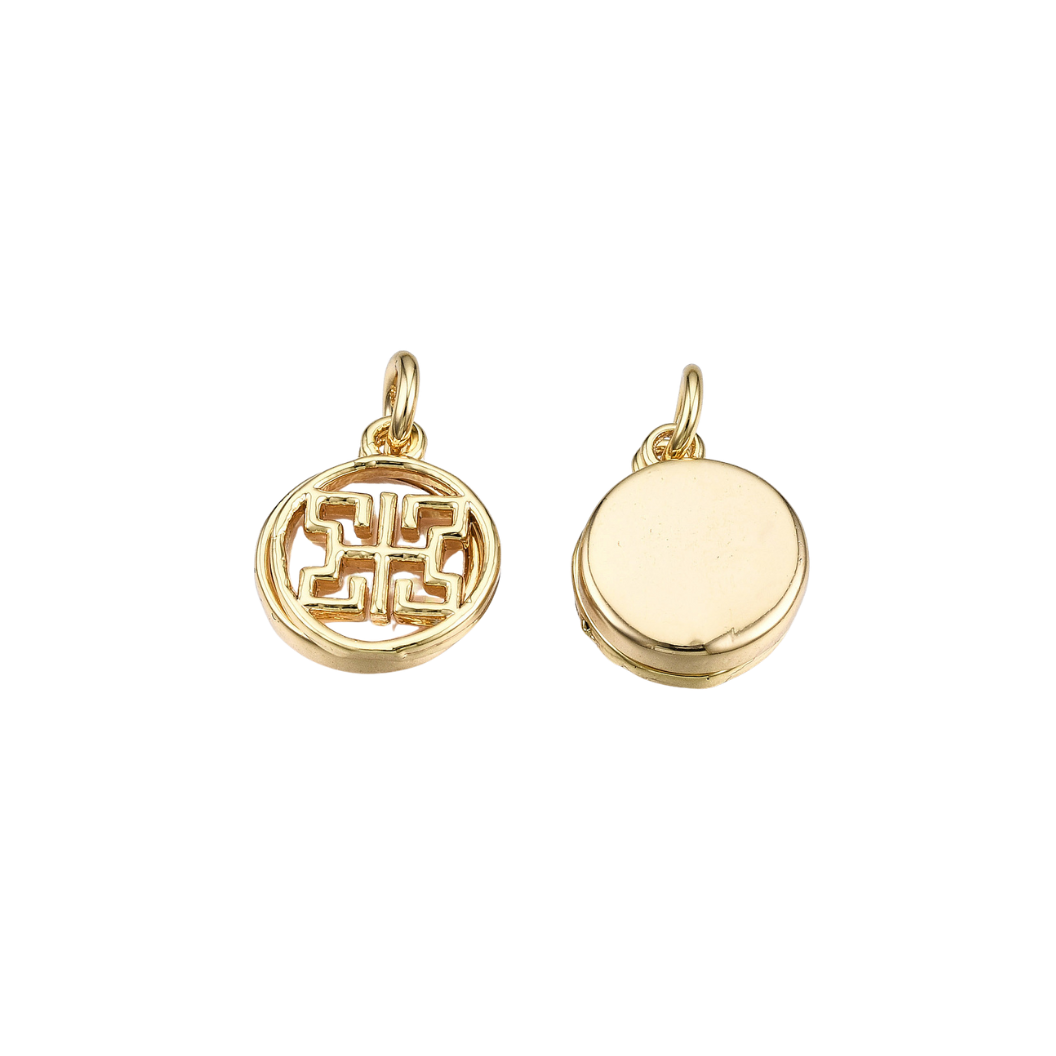 Transparent front and back view of the Gold Designer "H"  Charm