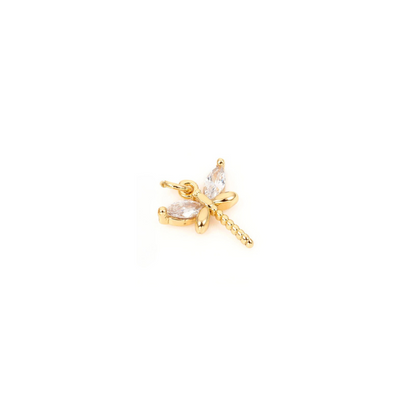 Side view of the Gold Dragonfly with Cubic Zirconia Charm