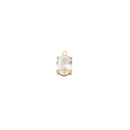 Gold Pure Brilliance Oval Cubic Zirconia Charm | Waterproof Stainless Steel