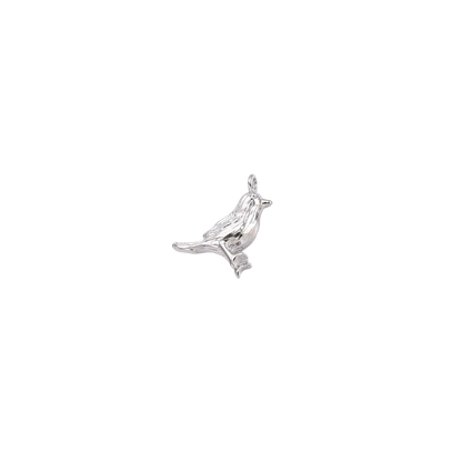 Silver bird-shaped pendant on a white background