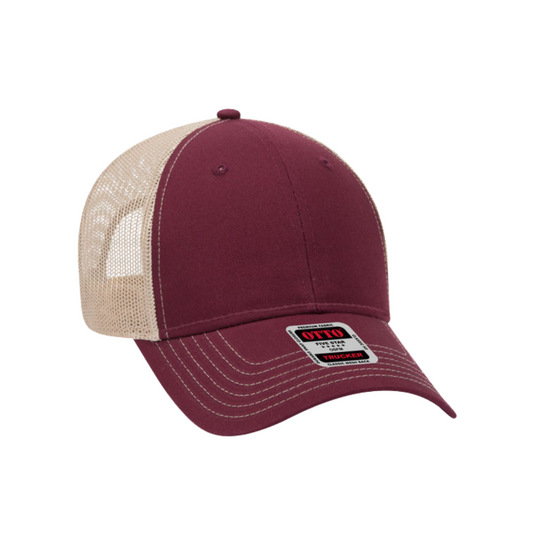 CB Hat Bar -  Maroon and Khaki Mesh Baseball Cap
