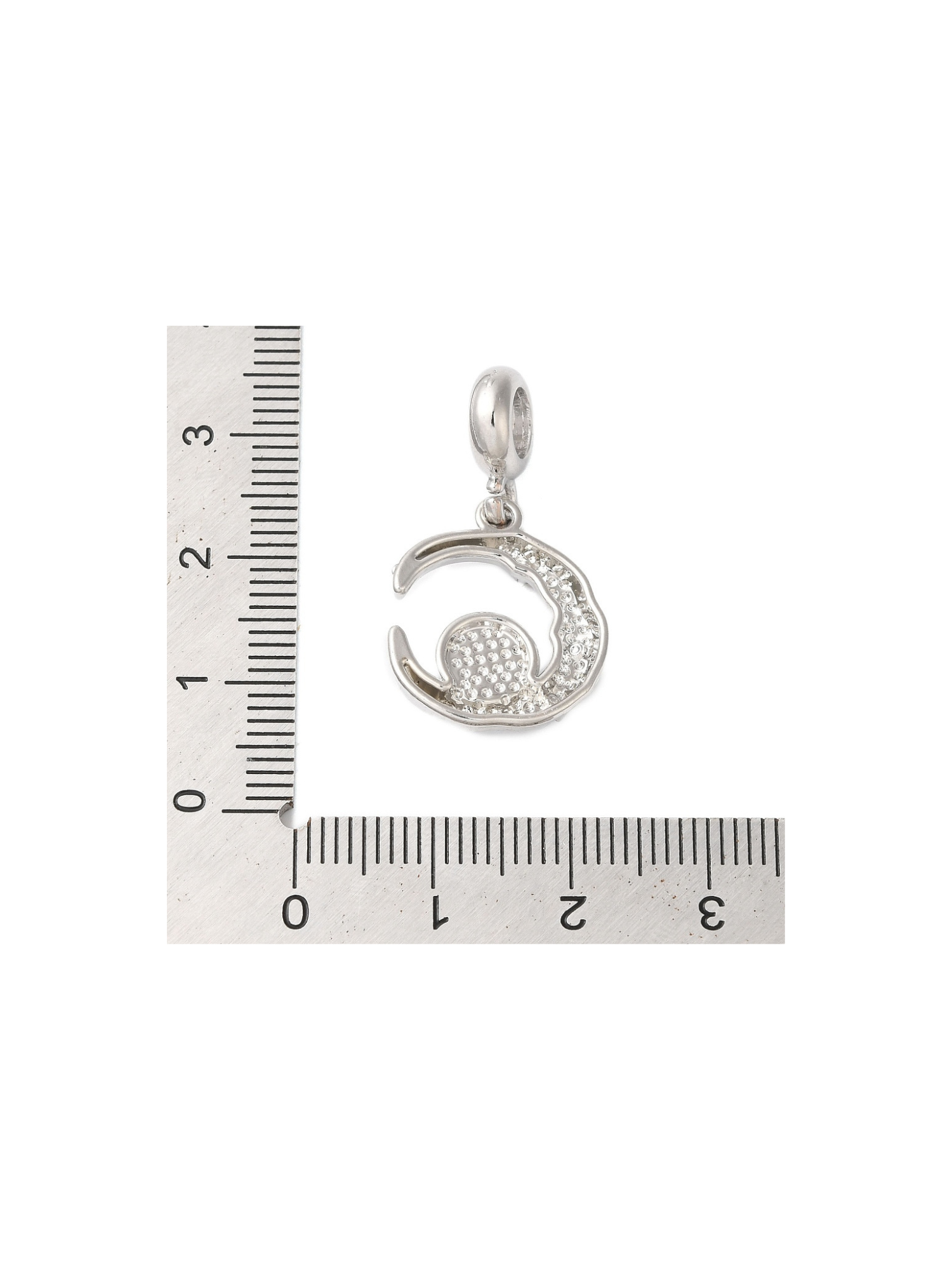 Silver Iridescent Bubble Moon Charm