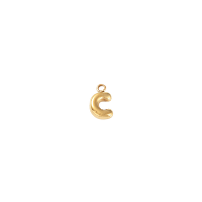 Gold letter 'C' pendant on a white background