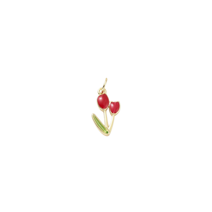 Transparent view of the Gold Springtime Bloom Tulip Charm | Red