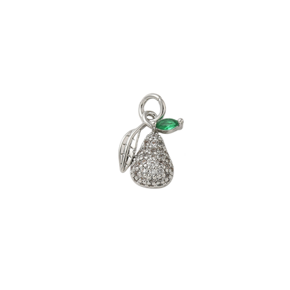 Front view of the Silver Pear with Cubic Zirconia
