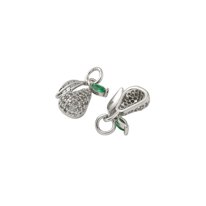 Front and back view of the Silver Pear with Cubic Zirconia