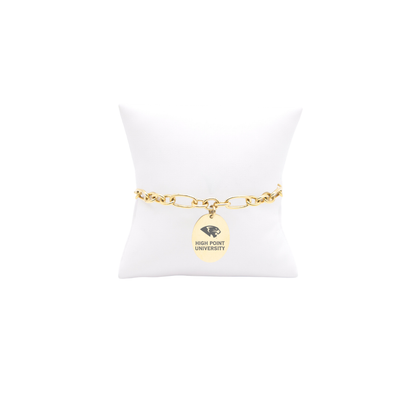 High Point University Keepsake Bracelet with Small Gold Oval Charm | Waterproof, Hypoallergenic & Tarnish Resistant