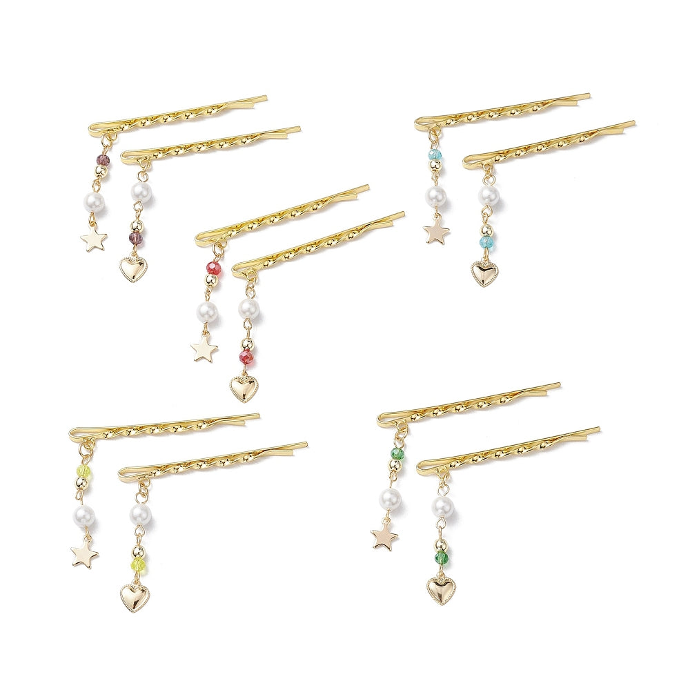 Gold Star & Heart with Pearl Bobby Pin Assorted | Set